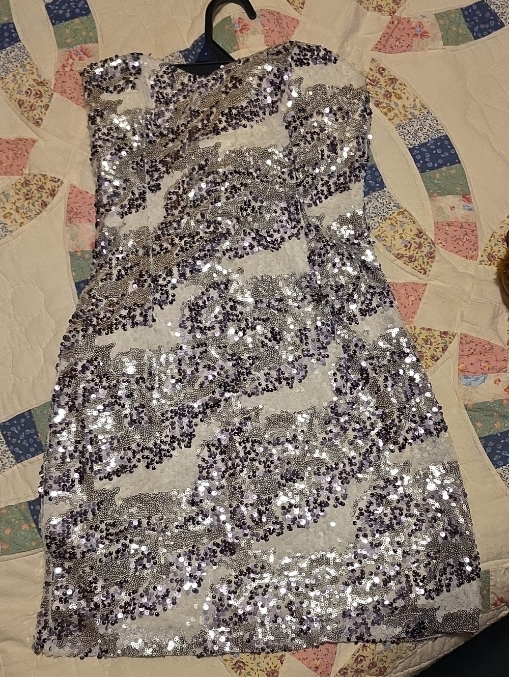 Trixxi Silver Sequin Strapless Mini Dress